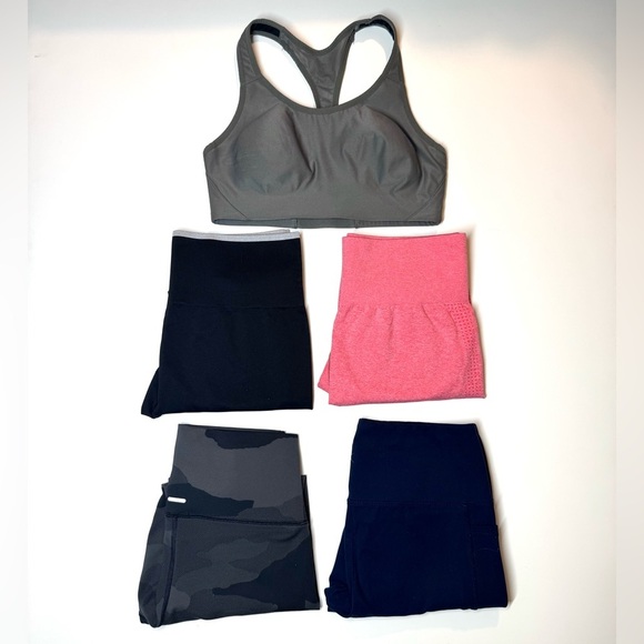 Set of 5 Activewear Leggings and Sports Bra Size- Large ( Danskin, DKNY,Aerie ) - Picture 3 of 16